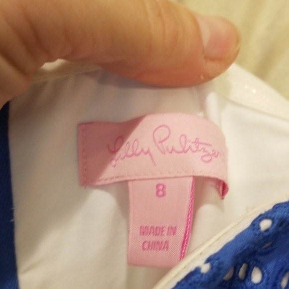 Lilly Pulitzer size 8 Emma Bubble, Blue Eyelet - Picture 4 of 6